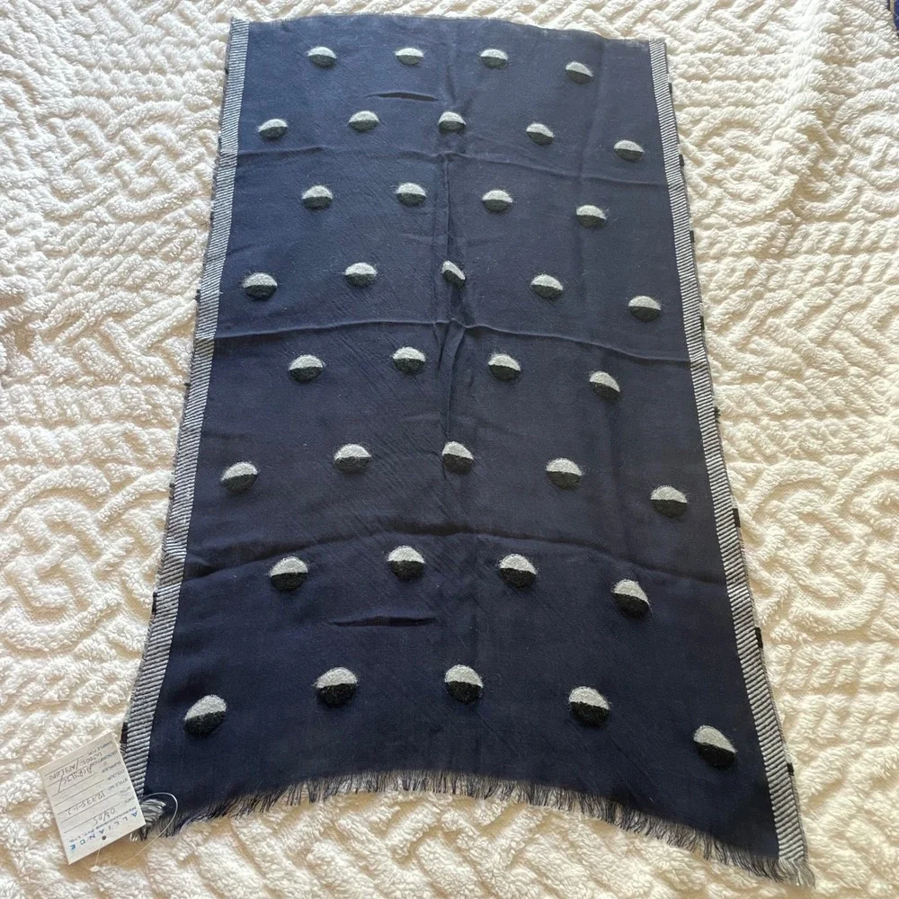 Alliance Merchandising Navy Blue Acrylic Wool‎ Nylon Dot Scarf